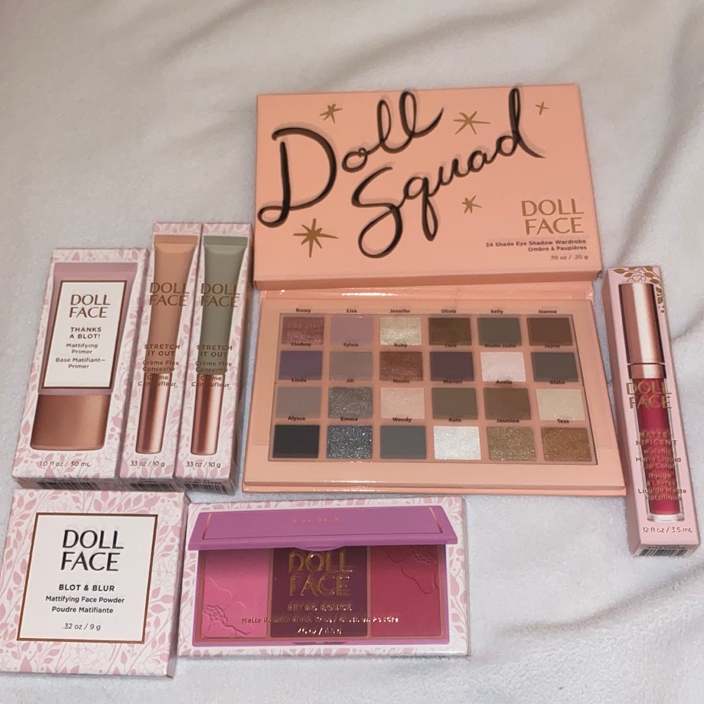 bundle of unused doll face cosmetics makeup